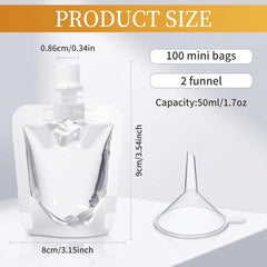 2 funnels included with squeeze pouches