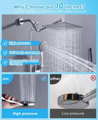 10 inch rainfall shower head chrome finish