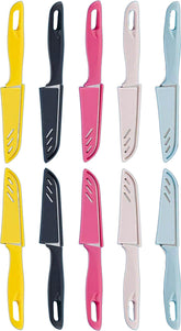 ten-set paring knife set with german steel blades and colorful handles