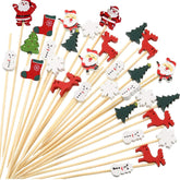 100 Pcs Christmas Cocktail Picks wood skewers for appetizers