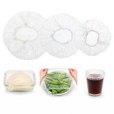 100 Pcs Plastic Covers for Bowls in blue pink yellow pack