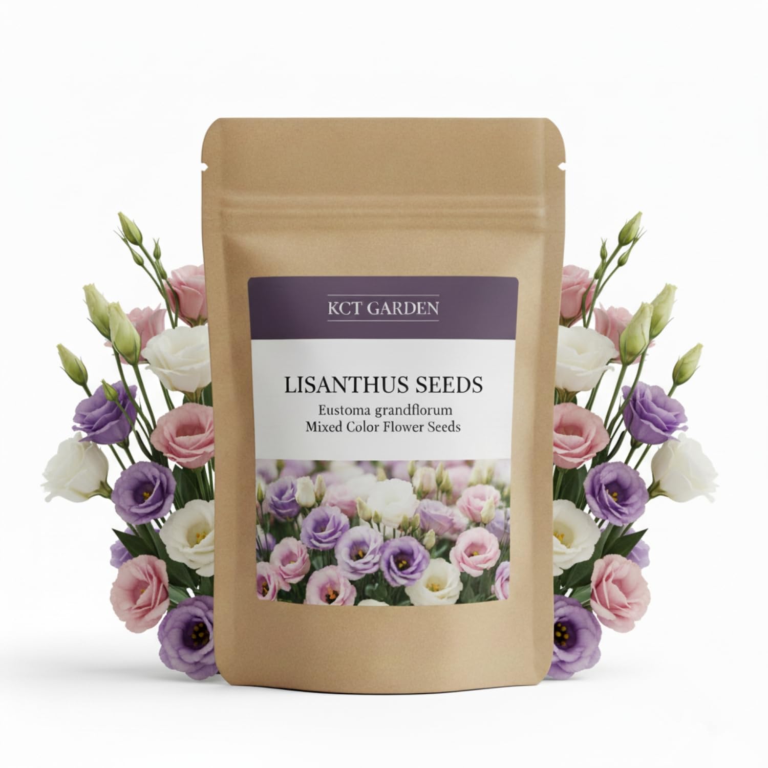 Pack of 1000 Lisianthus Seeds for Planting showing mixed colors