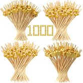 1000pcs cocktail picks kit bamboo with gold ball style