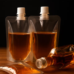 two foldable silicone funnels included with pouches