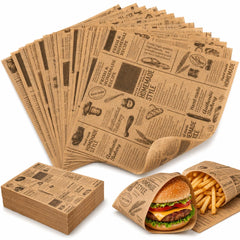 Package of 100pcs newspaper sandwich wrapping paper sheets