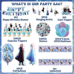 Frozen tablecloth with snowflake motifs for party decor