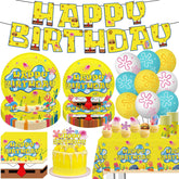 104Pcs Yellow Birthday Decorations Tableware banner image