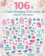 106 mermaid and ocean designs for kids on waterproof tattoos