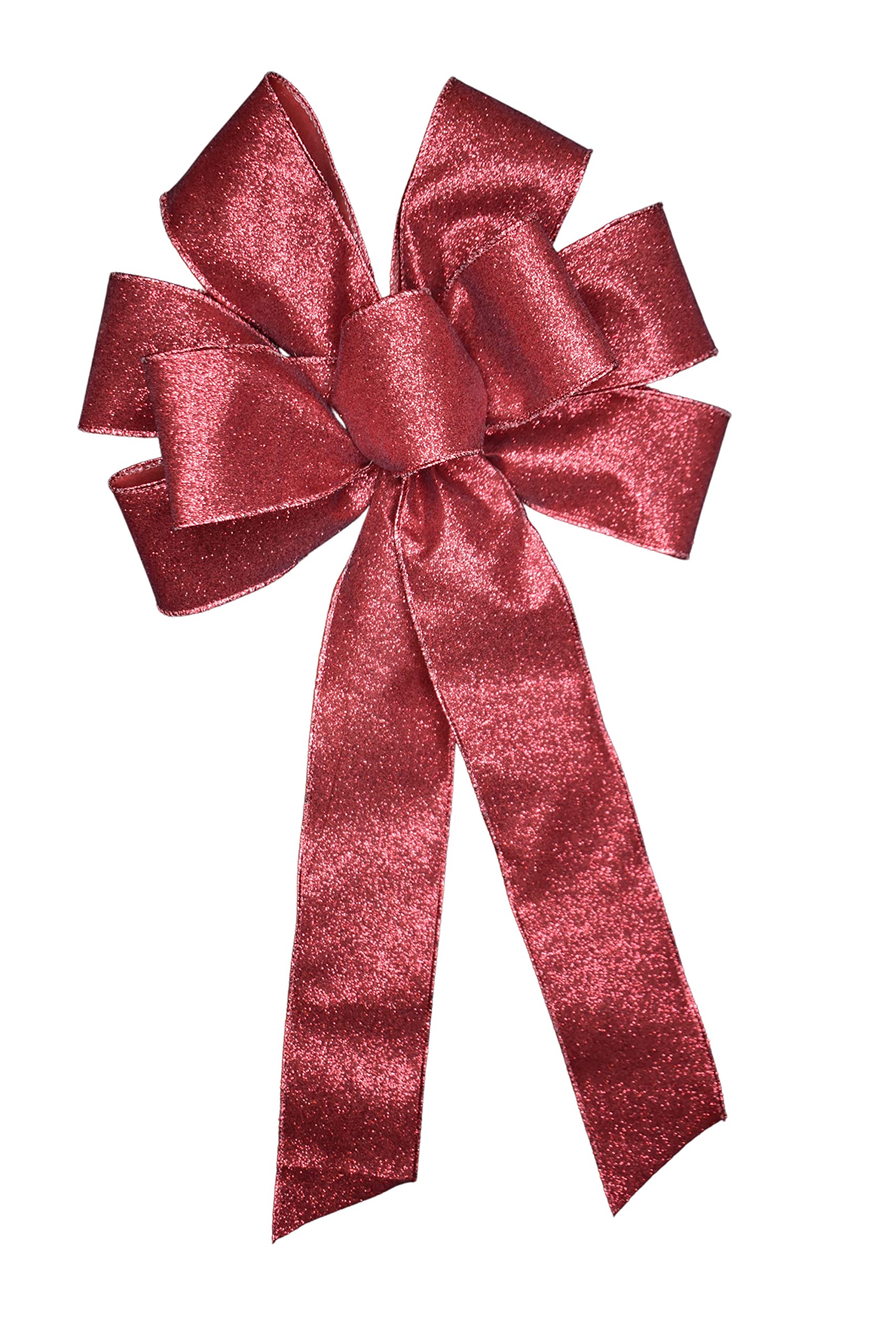 10 inch metallic red glitter wired wreath bow