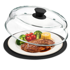 10inch glass microwave splatter cover with silicone mat