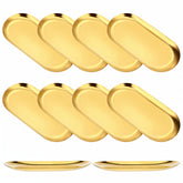 gold 10pcs stainless steel oval serving tray set