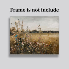 Golden meadow with blooming flowers artwork 11x14