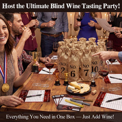 Twelve burlap wine bags for blind tasting labeling 1-12