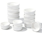 twelve piece ceramic ramekins set with three capacities