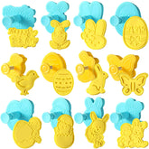 12 piece Easter cookie cutters set with 3D bunny egg chick shapes