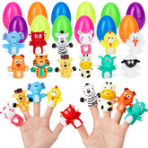12 pcs Easter Eggs Filled with Finger Puppets set with colorful eggs and plush puppets