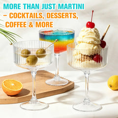 Ribbed bowl design plastic martini glass 10oz