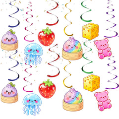 twelve-piece squishy birthday decorations hanging swirl set