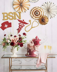 12 pieces red gold centerpiece sticks for graduates