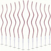 12 pieces rose gold spiral birthday candles with holders