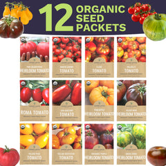 Twelve tomato seed packets for variety garden