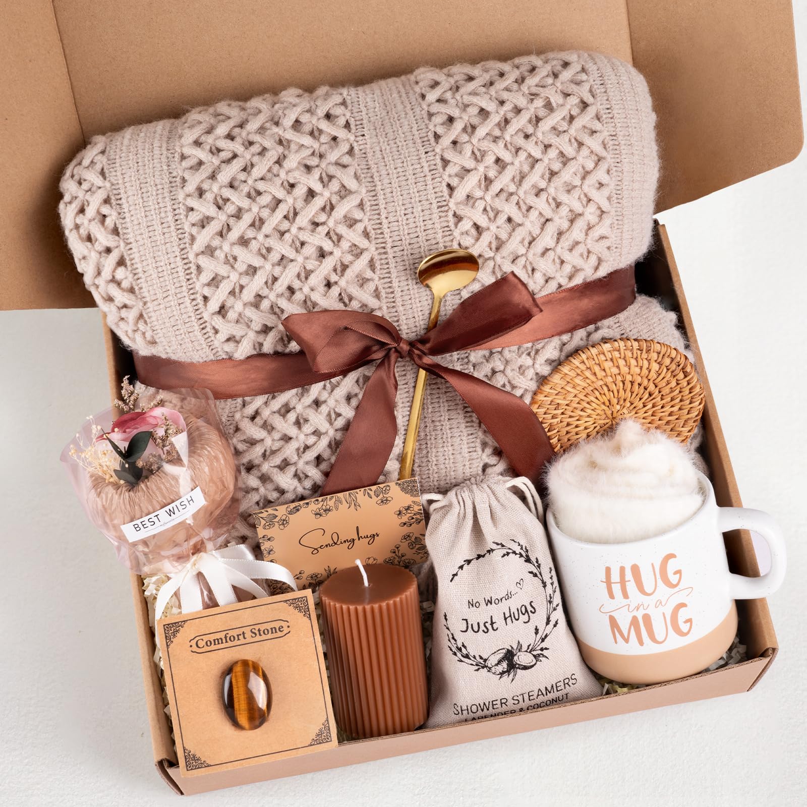 12pcs self care basket for women with blanket mug and accessories
