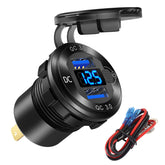 12V/24V USB outlet car charger with blue voltmeter display