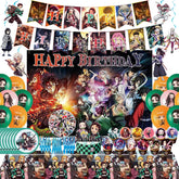 132pcs demon themed birthday decorations kit layout