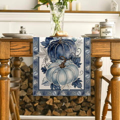 Kitchen dining setup featuring fall decor table runner