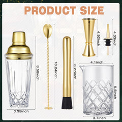 Gold finish 304 stainless steel shaker set for bartenders