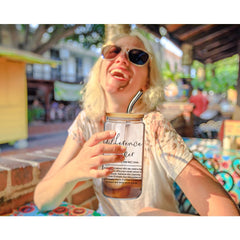 gift box packaging with lid and straw for cup