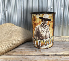 Collectible ceramic mug featuring John Wayne Western imagery