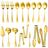 Gold stainless steel 17-piece serving utensils set