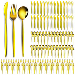 180 pieces gold silverware bulk for 60 guests