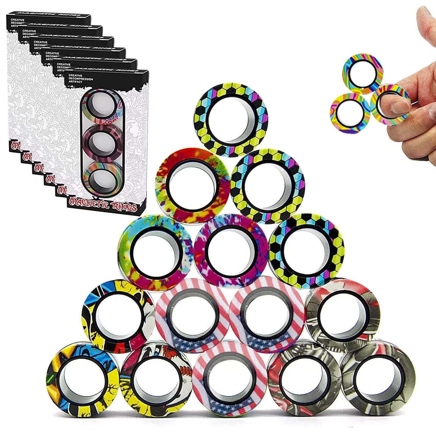 18Pcs Magnetic Rings Fidget Toys Spinner Set product image