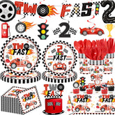 191pcs two fast birthday decorations banner and tableware