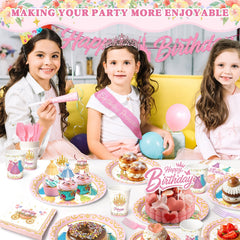 199-piece princess party set serves 24 guests including plates cups and napkins