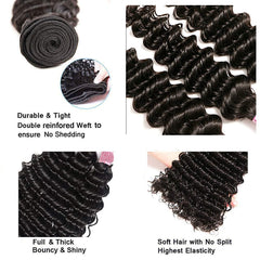 1B natural black deep wave hair bundles 33 inch pack