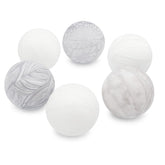 Six 2.5 inch grey and white fabric wrapped balls