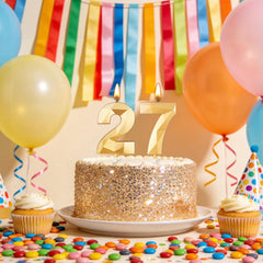 2.76 inch tall BEAN LIEVE candle on cake