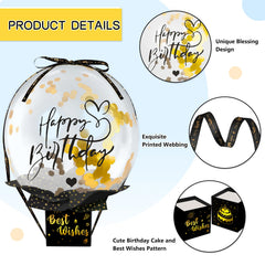 two Happy Birthday Balloons and gift box