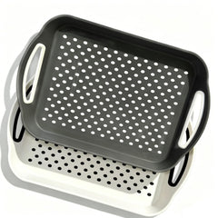 2 pack anti-slip serving tray with handles grey white