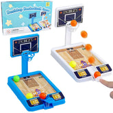 Two-pack basketball game toys tabletop setup with six mini balls