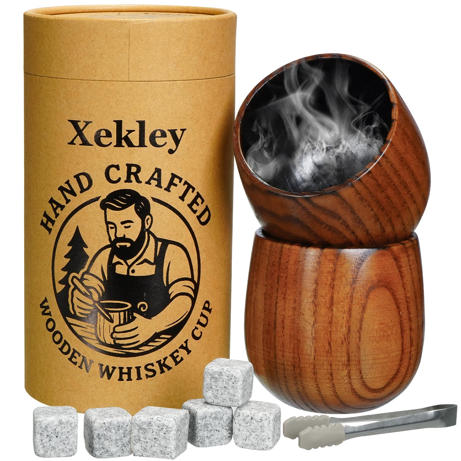 Two pack charred wooden bourbon drinking glass set