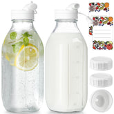 2 pack glass milk bottle with dispenser caps