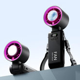 Two-pack handheld portable turbo fan with ice cooler in black and hot pink