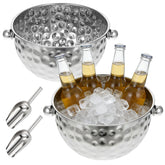 2-pack hammered ice buckets with 4L and 6L capacities and scoops