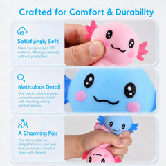 Two-pack squishy blue animals stress ball figurines packaging