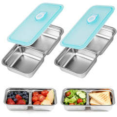 2-pack stainless steel snack containers two compartments