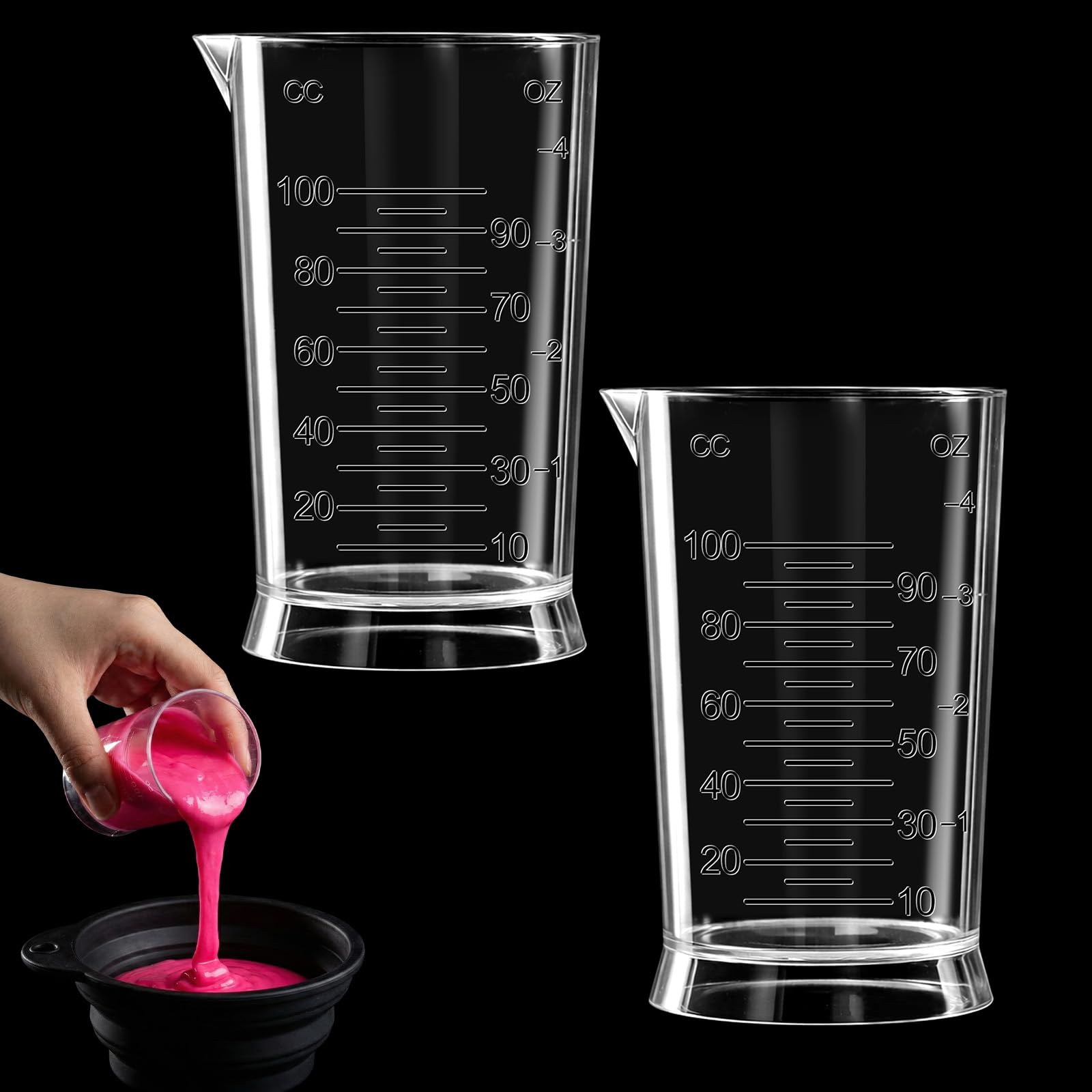 Beaker Measuring Cups set of 2 transparent 4 oz acrylic hair dye measuring cups with graduated scale